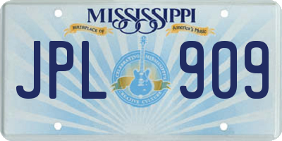 MS license plate JPL909