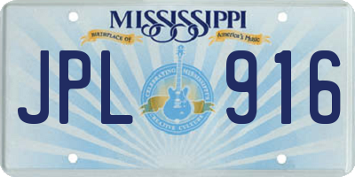MS license plate JPL916