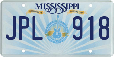 MS license plate JPL918
