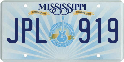 MS license plate JPL919