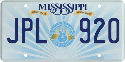 MS license plate JPL920