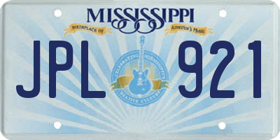 MS license plate JPL921