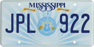 MS license plate JPL922