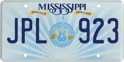 MS license plate JPL923