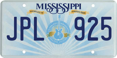 MS license plate JPL925