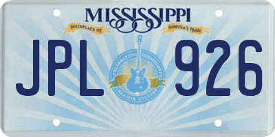 MS license plate JPL926