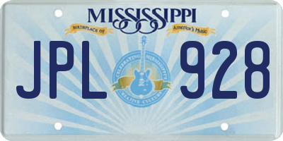 MS license plate JPL928