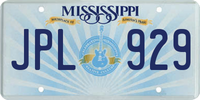 MS license plate JPL929