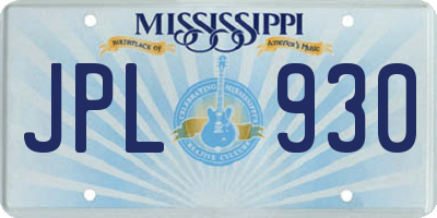 MS license plate JPL930