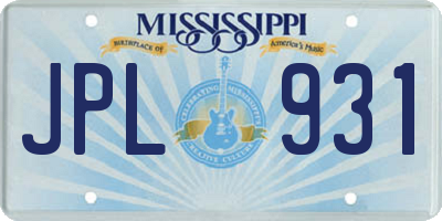 MS license plate JPL931