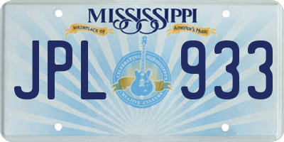 MS license plate JPL933