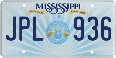MS license plate JPL936