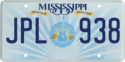 MS license plate JPL938