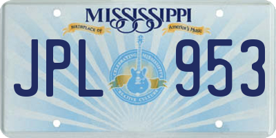 MS license plate JPL953