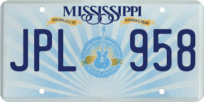 MS license plate JPL958