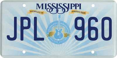 MS license plate JPL960