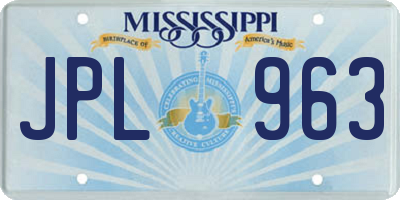 MS license plate JPL963