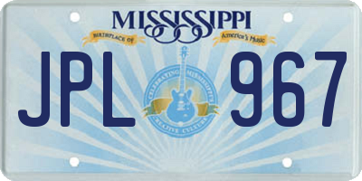 MS license plate JPL967