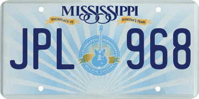 MS license plate JPL968