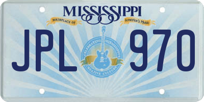 MS license plate JPL970