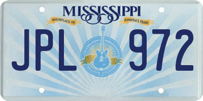 MS license plate JPL972