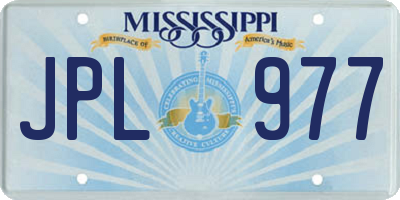MS license plate JPL977