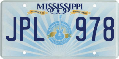 MS license plate JPL978