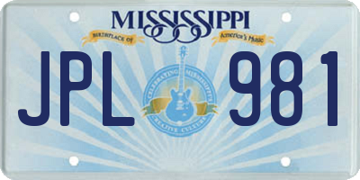 MS license plate JPL981