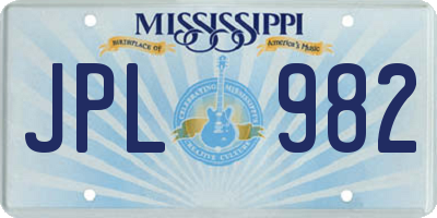 MS license plate JPL982