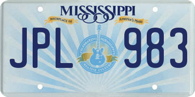 MS license plate JPL983