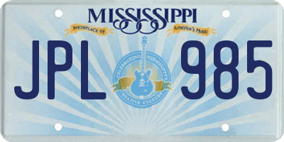 MS license plate JPL985