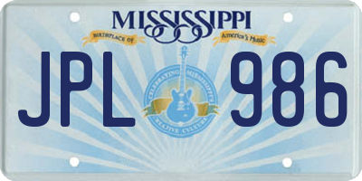 MS license plate JPL986