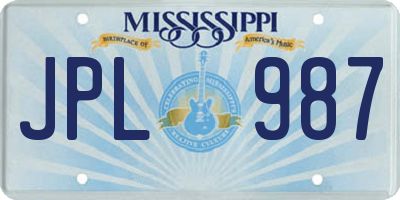 MS license plate JPL987