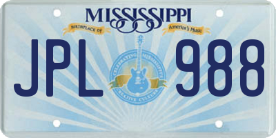 MS license plate JPL988