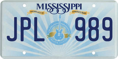 MS license plate JPL989