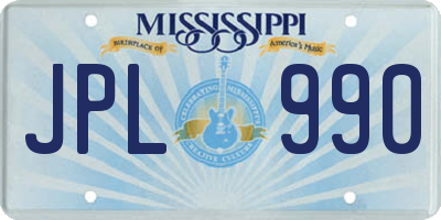MS license plate JPL990