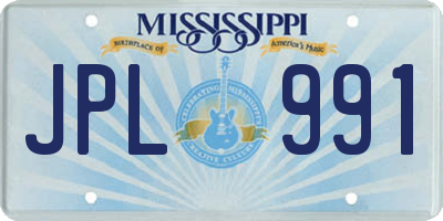MS license plate JPL991