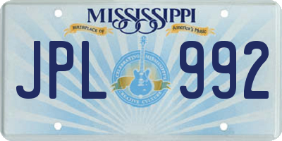 MS license plate JPL992