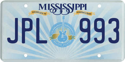 MS license plate JPL993