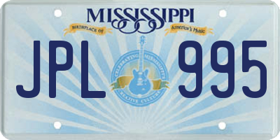 MS license plate JPL995