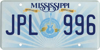 MS license plate JPL996