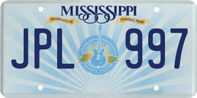 MS license plate JPL997
