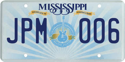 MS license plate JPM006