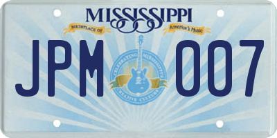 MS license plate JPM007