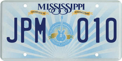 MS license plate JPM010