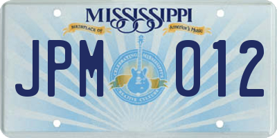 MS license plate JPM012