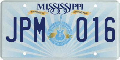 MS license plate JPM016