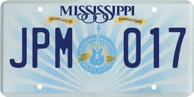 MS license plate JPM017