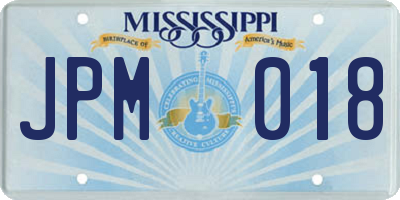 MS license plate JPM018