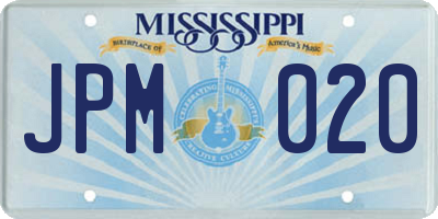 MS license plate JPM020